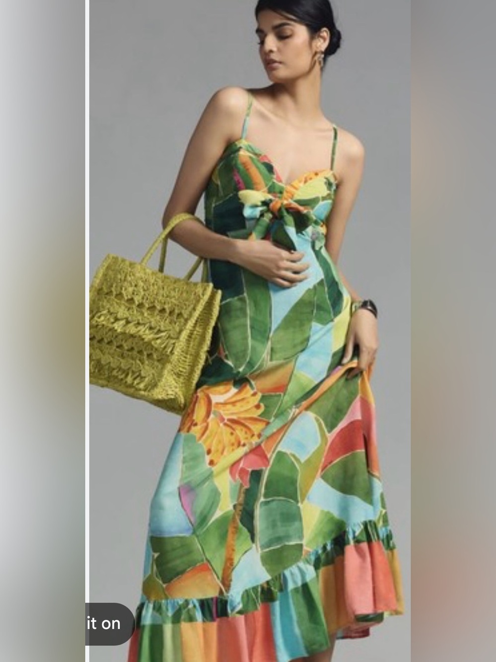 Anthropologie Farm Rio Tie Waist Printed Dress Size Medium Tropical🏝️☀️